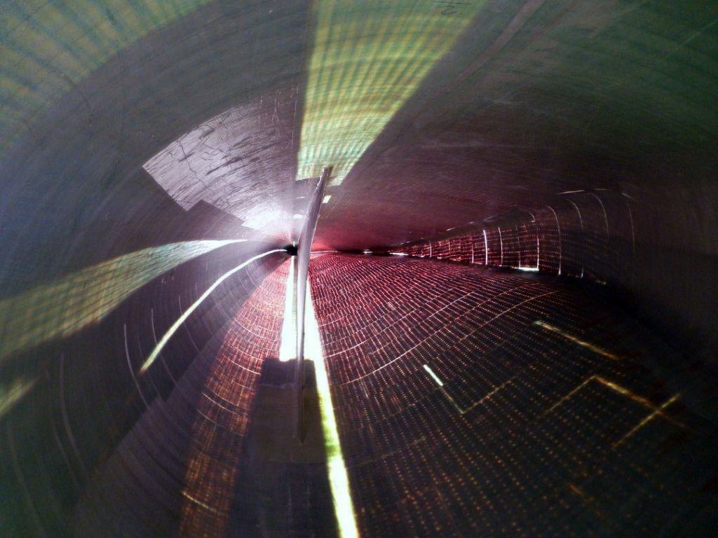 Picture of the inside view of a rotor blade from a wind-power turbine.